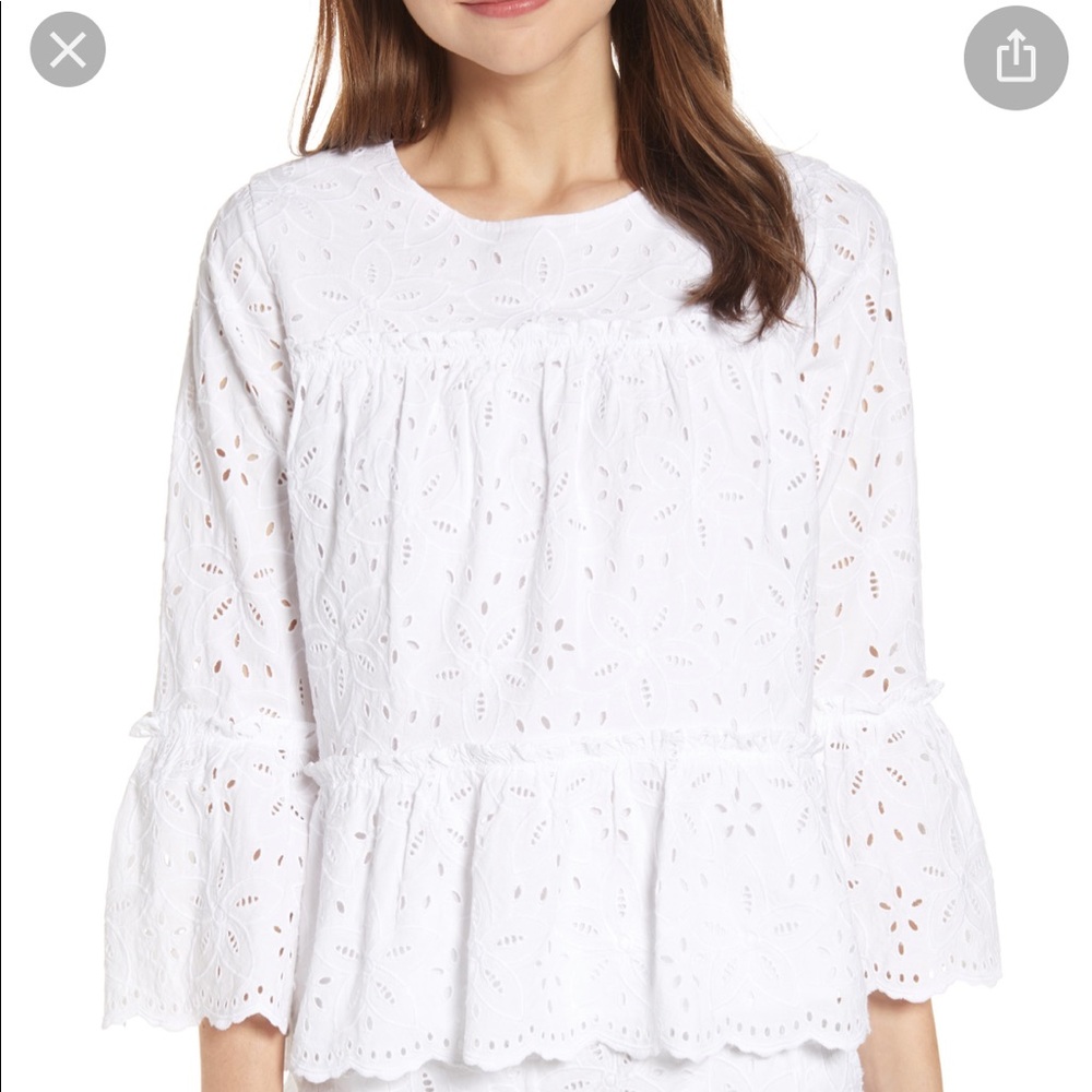 GUC Vineyard Vines eyelet tiered cotton blouse XL